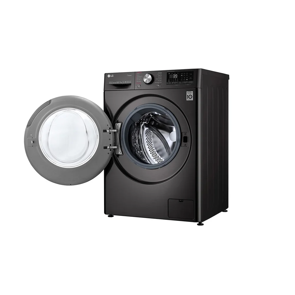 Máy giặt sấy LG FV1450H2B mở cửa kính, thấy lồng giặt bên trong