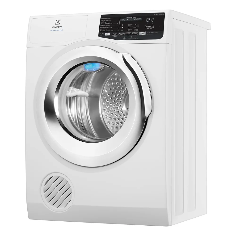 Máy sấy Electrolux 8 kg EDS805KQWA - góc nghiêng phải, cửa chrome