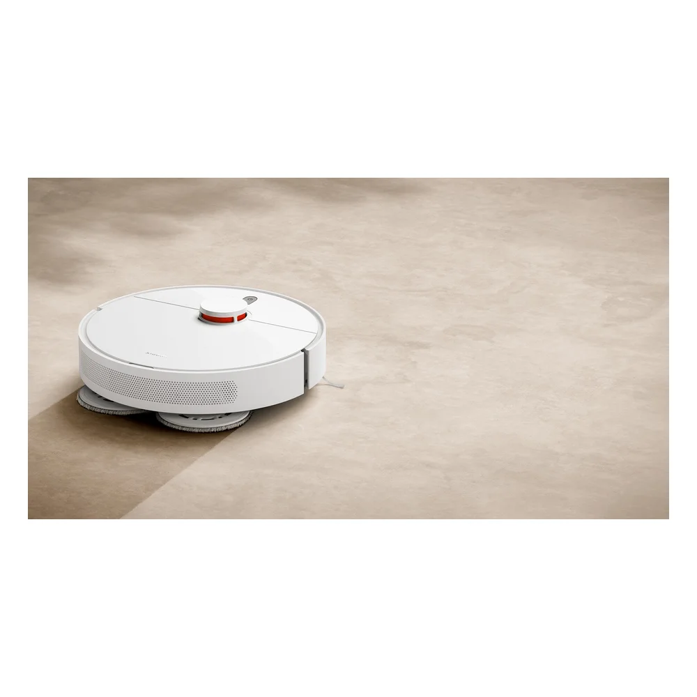 Robot hút bụi lau nhà Xiaomi S10+ nhìn nghiêng trên sàn nhà