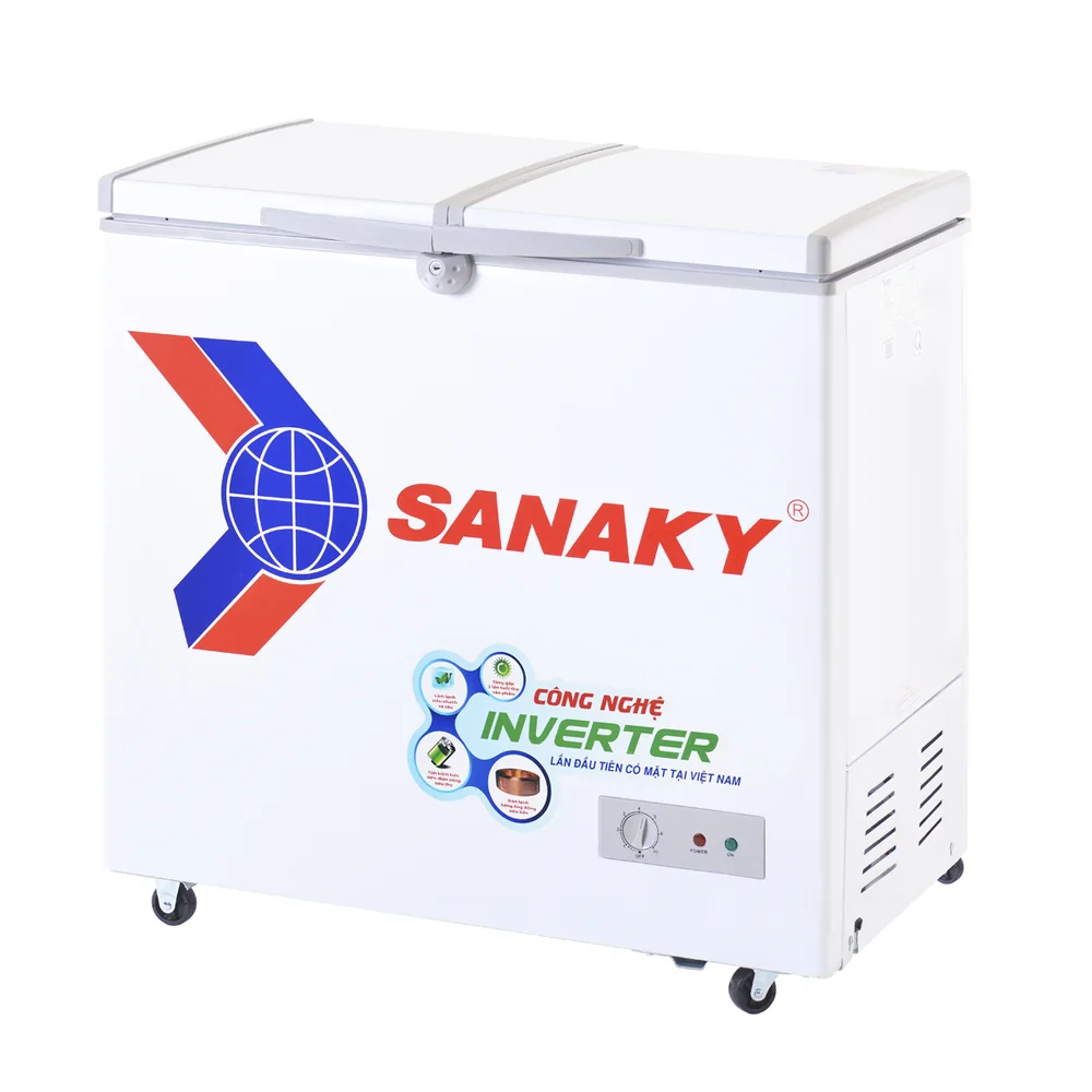Tủ đông Sanaky Inverter VH-2599A3 - góc nghiêng, nắp đóng